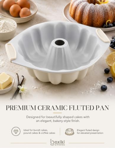 Ceramic Fluted Cake Pan (Cream)