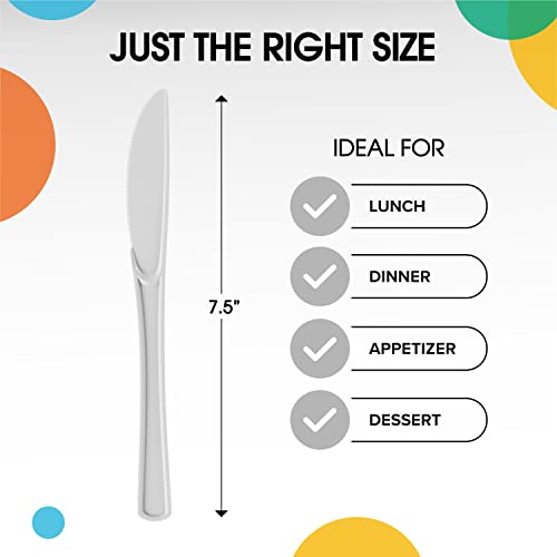 White Plastic Knives 200 Pcs White Knives Disposable Utensils Heavy Duty Plastic Cutlery Set Disposable Cutlery Sets Flatware Sets Silverware Set Party Supplies & Party Tableware (White / Knives)