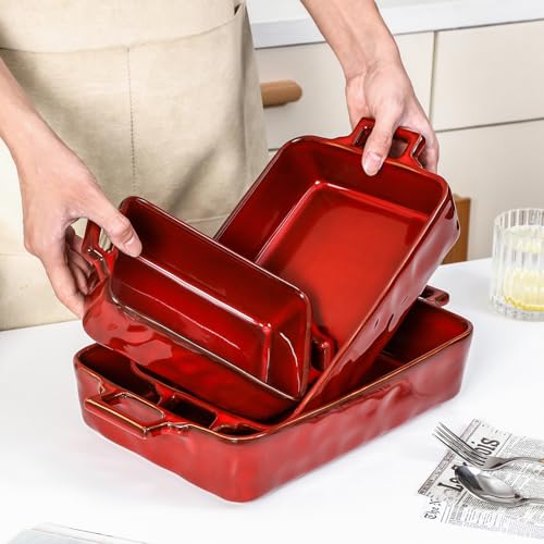 Ceramic Bakeware Set (Set of 3 / Cherry Red)
