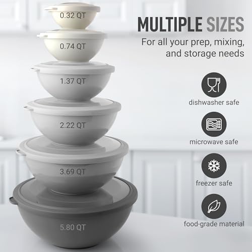 12 Piece Plastic Nesting Mixing Bowls with Lids