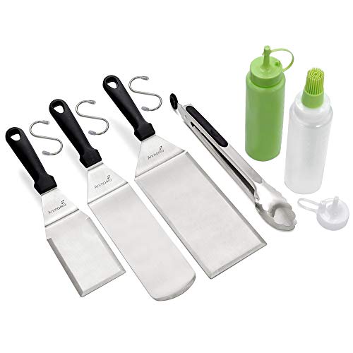 Metal Spatula Set of 6 (Plastic handle set + tongs and bottles)