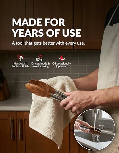 Walnut Wood Tongs for Cooking (9 Inch)