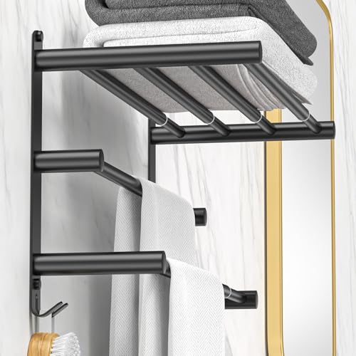 Black Adjustable Towel Bar for Bathroom Wall Mount17