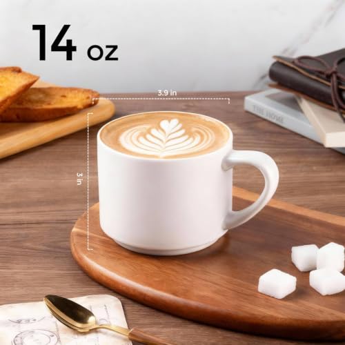 14 OZ Coffee Mugs Set of 12 (Matte White / Set of 12(14 Ounces))
