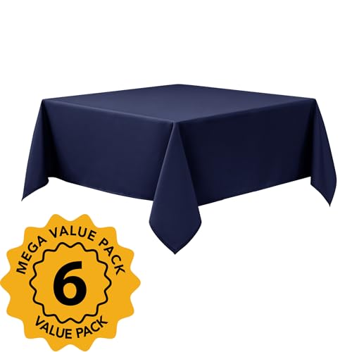 6 Pack Navy Blue Tablecloths for Square Tables (Navy Blue / 70x70 In, 6 Pack)