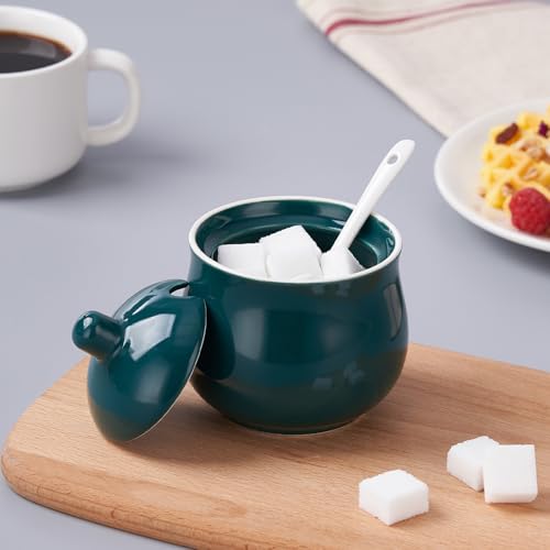 7 OZ Ceramic Sugar Bowl with Lid and Spoon