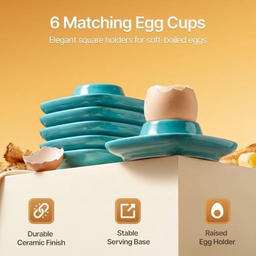 Soft Boiled Egg Cups (6 Pack / Square Style, Blue)