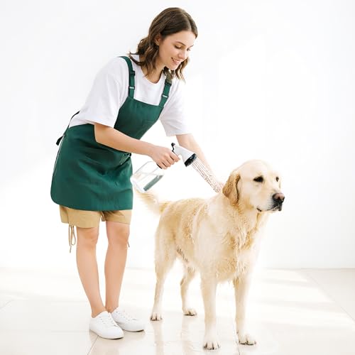 Waterproof Reversible Adjustable Bib Apron with 6 (6 Pockets Dark Green)