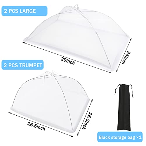 4 Pcs Extra Large Mesh Food Cover Tent Umbrella for Outside Parties (40 "x24" 17 "x 17")