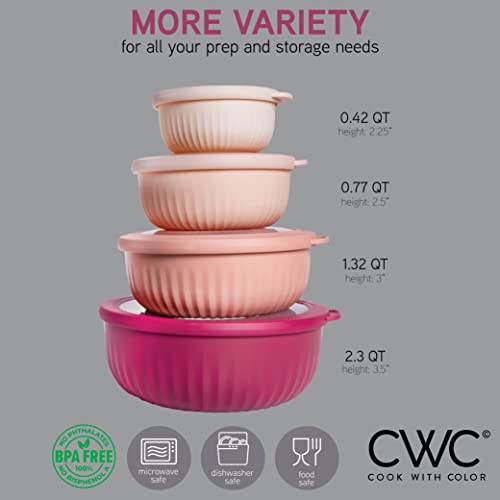 Prep Bowls with Lids (Rose / 8 Piece Set - Wide Bowls)