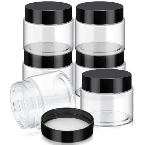6 Pack 8 oz Plastic Jars Containers with Lids Wide (6 Count)