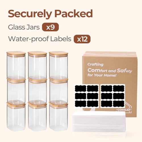 Square Glass Containers with Lids 1.2 Qt (9 Count)