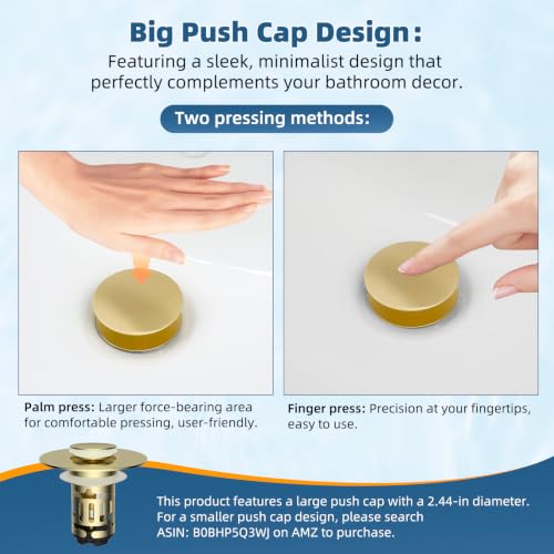 Upgraded 3 in 1 Bathroom Sink Drain Strainer (Brushed Gold)
