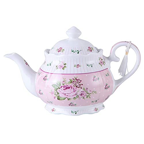 Porcelain Teapot Sugar Bowl and Cream Milk Jug Shabby Chic Vintage Floral in Gift box 40oz