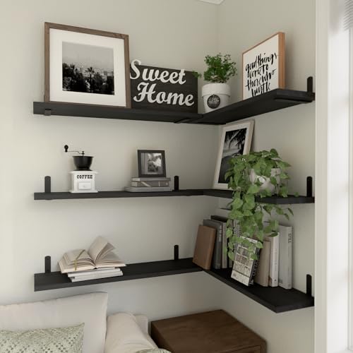 24'' Long Floating Shelves for Wall Decor & Storage (24 Inch / Black)