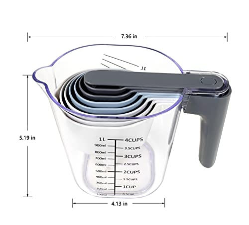 11 Pc Stackable Measuring Cups & Spoons Set with Lids