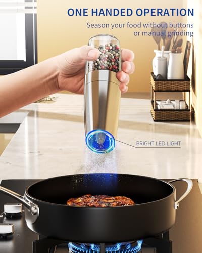 Gravity Electric Salt and Pepper Grinder Set Stainless Steel Automatic Salt and Pepper Grinder Set (Battery / Stainless Steel)