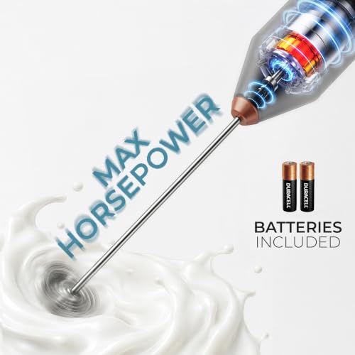 Powerful Milk Frother AA Batteries Included (Perfect Black Copper / Compact Frother + Batteries)