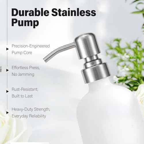 White Soap Dispenser Bathroom Set (Hl Silver Pump & White Bottle)