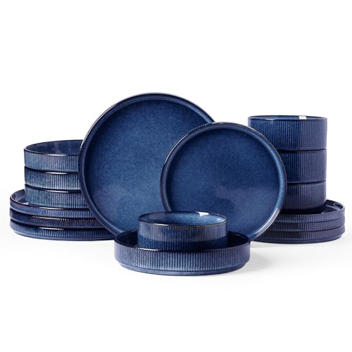 Star Stoneware Dinnerware Sets with Pasta Bowls (Nebulas Blue)