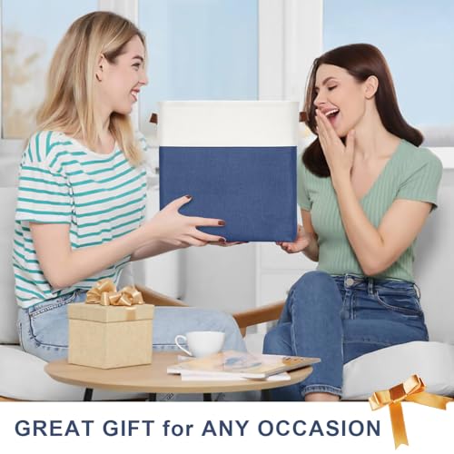 13x13 Cube Storage Bins (NavyBlue / Off-White / Cube - 13"x13"x13")