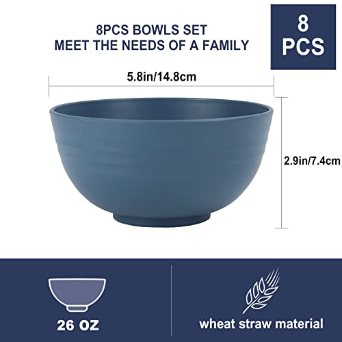 Wheat Straw Bowl Sets (26 oz / Navy blue,Green,Yellow,Orange)