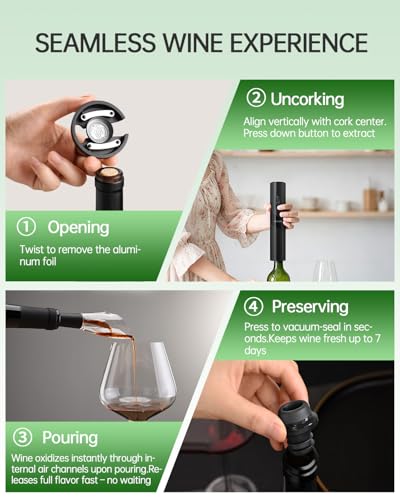 Electric Wine Opener Rechargeable (Black / Prestige Set)