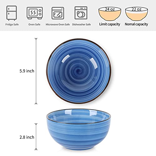 Ceramic 24 Oz Cereal Bowls Set (6 Count)
