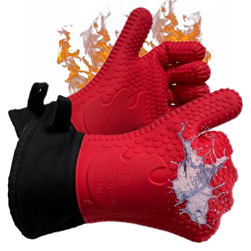 Ekogrips+ Premium Silicone Oven Mitts (Red / L/XL)