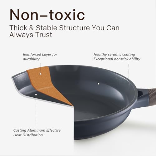 22 Piece Ceramic Cookware Set with Utensils (Gray)