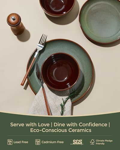 Ceramic Dinnerware Sets for 4 (Sage Green / Set (16pcs))