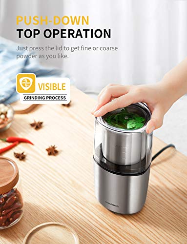 Electric Coffee Grinder Herb Blade Grinder Spices Grinder with 2 Removable Stainless Steel Bowls (2 BOWL)