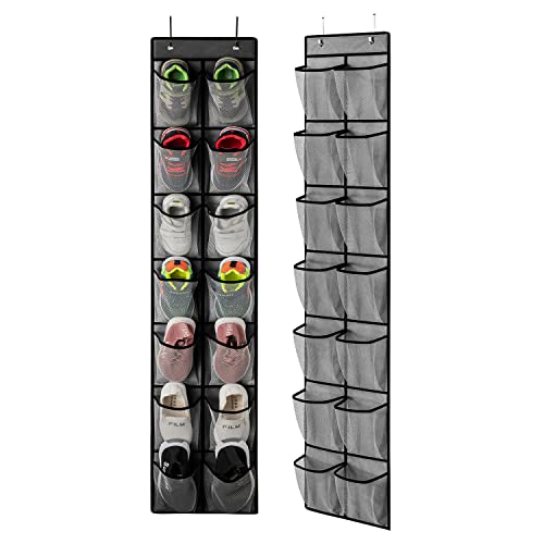 2 Pack Grey14 Pockets Over the Door Shoe Organizer (Grey-2 Pack of 14)