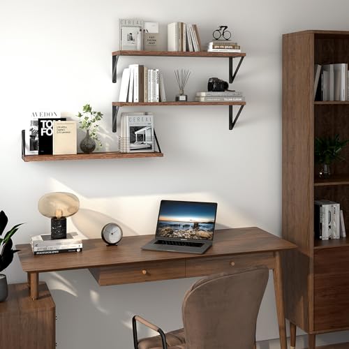 Floating Shelves for Wall (Rustic Brown / 31.5"W x 5.9"D x 5.4"H,Set of 3)
