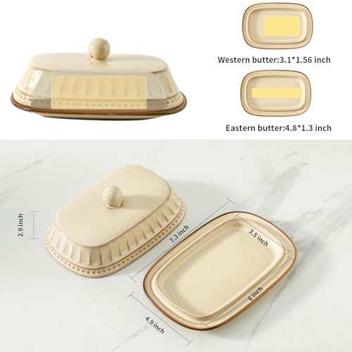 Vintage Butter Dish with Lid (Beige)