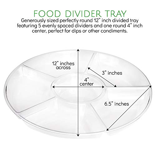 6 Sectional Round Plastic Serving Tray (Clear)