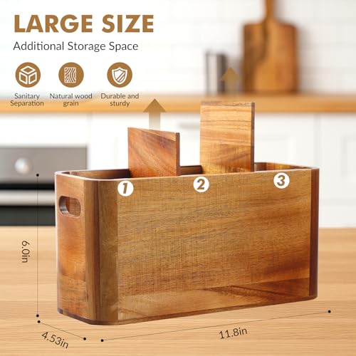 Kitchen Utensil Holder for Counter or Countertop (Acacia Utensil Holder 3)