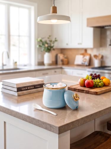 12oz Ceramic Sugar Bowl with Lid and Spoon
