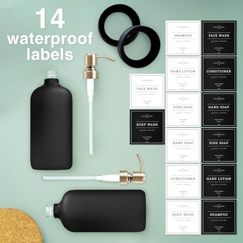 Black Glass Soap Dispenser (Matte Black Bottle / Brushed Brass Pump)