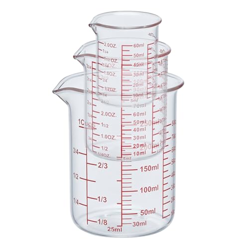 Glass Measuring Cups with Spouts (60ml/120ml/250ml Measuring Cup Set)