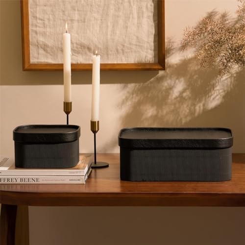 Decorative Storage Boxes with Lids Faux Leather (3 Count)
