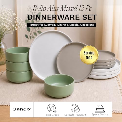 12 Piece Stoneware Dinnerware Set for 4