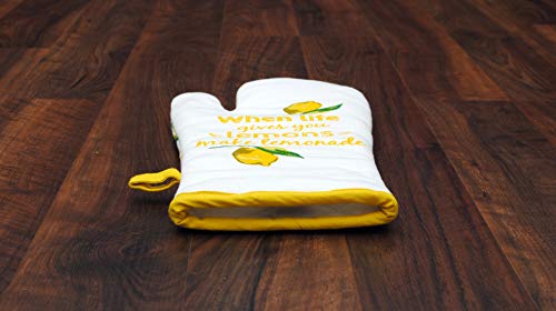 Oven Mitts Set of 1 Quilted Liner with Hanging Loop Non Slip (7x13 inches / Citrus Splash)