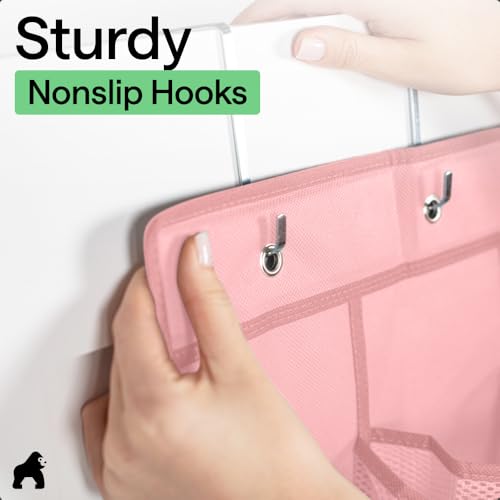 Over the Door Shoe Organizer (Light Pink / 24 Pockets/4 Hooks)