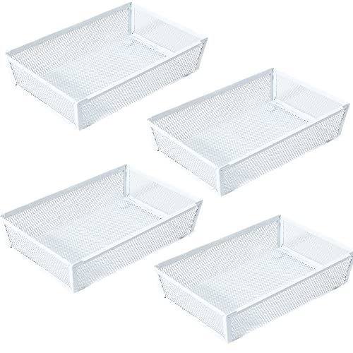 Mesh Tray Kitchen Drawer Utensil Cutlery Tray Office Supplies with Inter (4 Count)