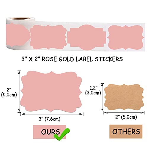 2 x 3 inch Rose Gold Sticker Labels 200PCS Sticky Tag Stickers for Essential Oil (150 Count)