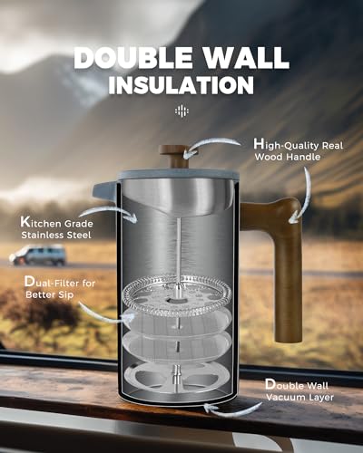 POLIVIAR French Press Coffee Maker (Crack Blue)