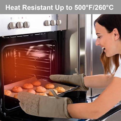 Oven Mitts and Pot Holders 6pcs Set (Khaki)