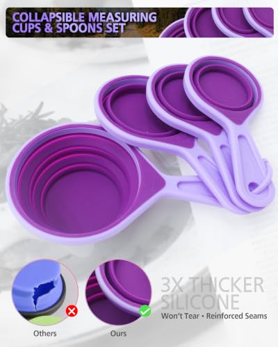 Collapsible Measuring Cups and Spoons Set (Purple)