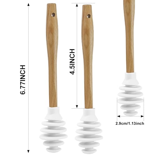 3 Pack Silicone Honey Dipper Sticks (White)